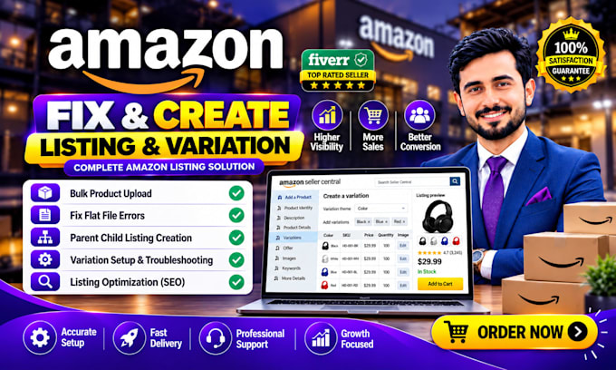 optimize amazon product listing SEO, fix listing errors as amazon VA