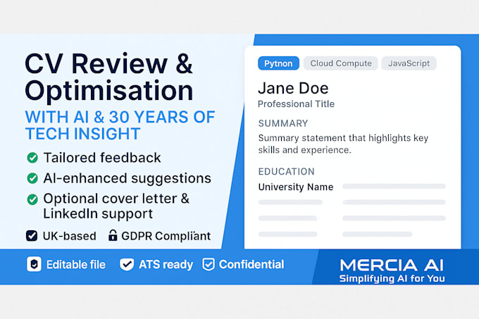 review and improve your CV using ai and tech industry insight