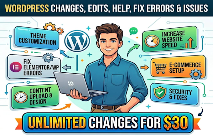 do wordpress changes, edits, help, fix wordpress errors and issues