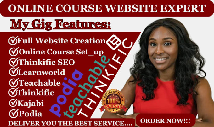 setup online course in thinkific learnworld teachable podia website design