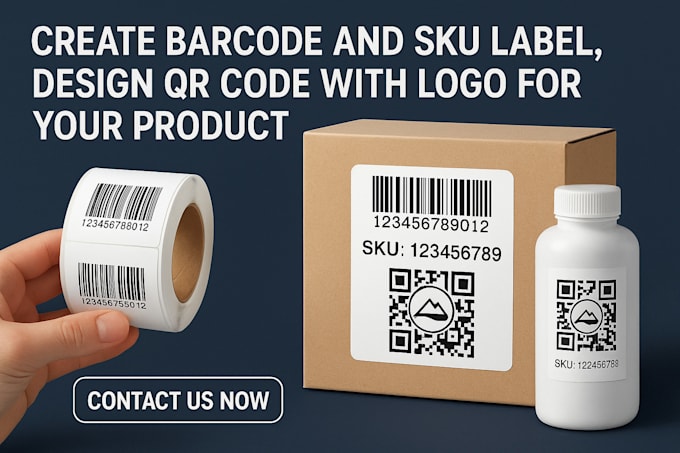 create barcode and sku label, design qr code with logo for your product