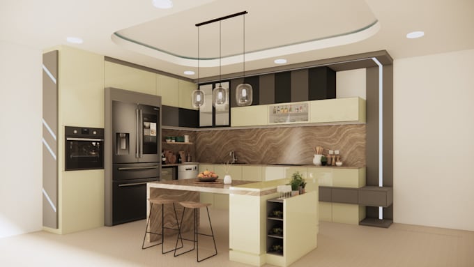design and render stunning 3d kitchen and interior spaces with photoreal visuals