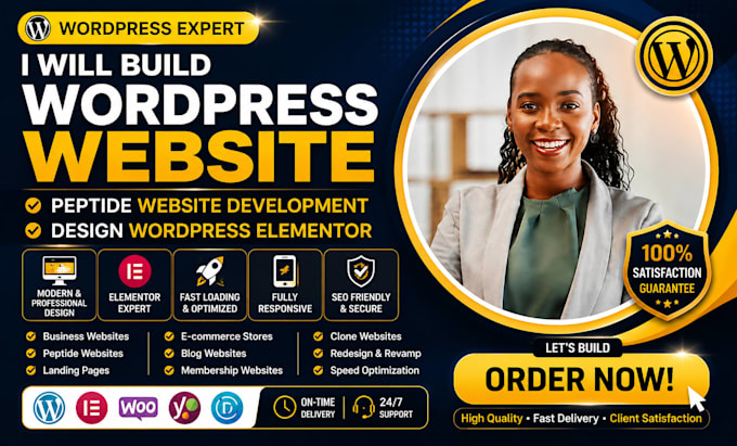 build wordpress website, peptide website development, design wordpress elementor