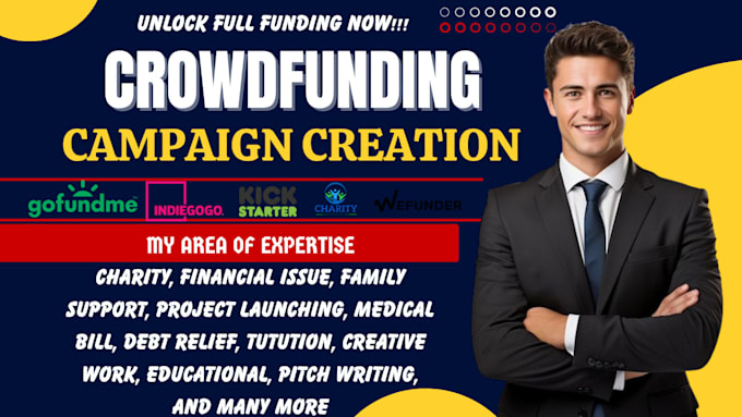 do fundraising campaign creation and promotion for charity, gofundme kickstarter