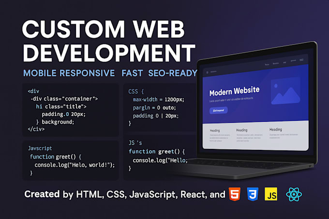 do website development, develop a custom website as a full stack developer
