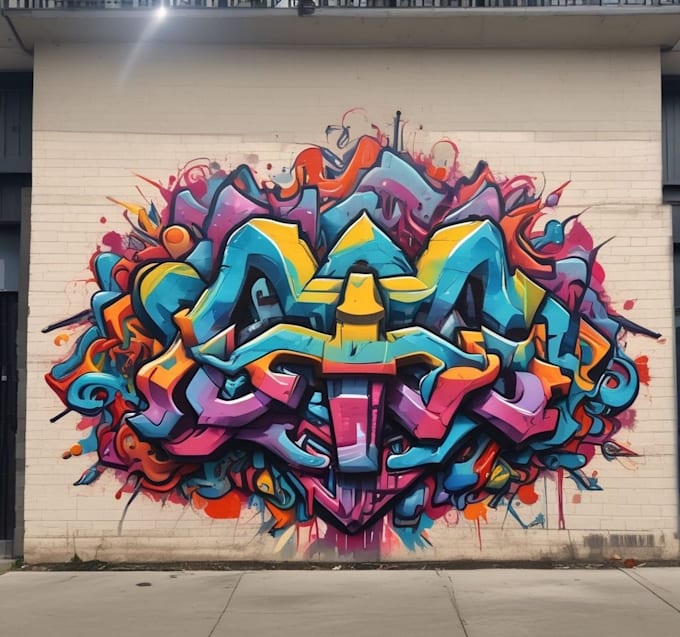 create graffiti art name with character or logo brand
