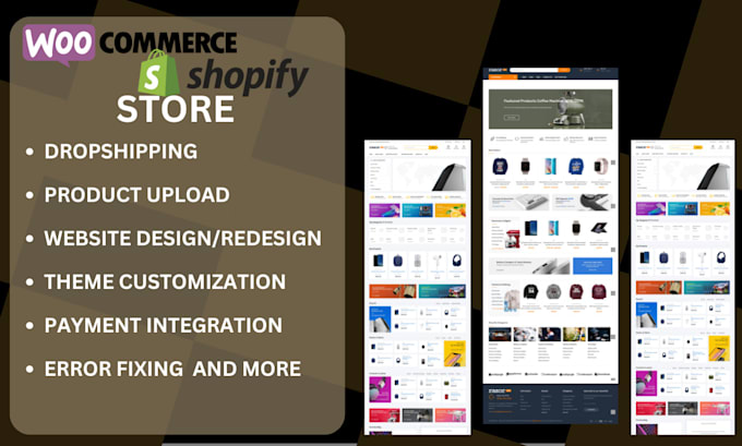design a high converting shopify or woocommerce dropshipping store