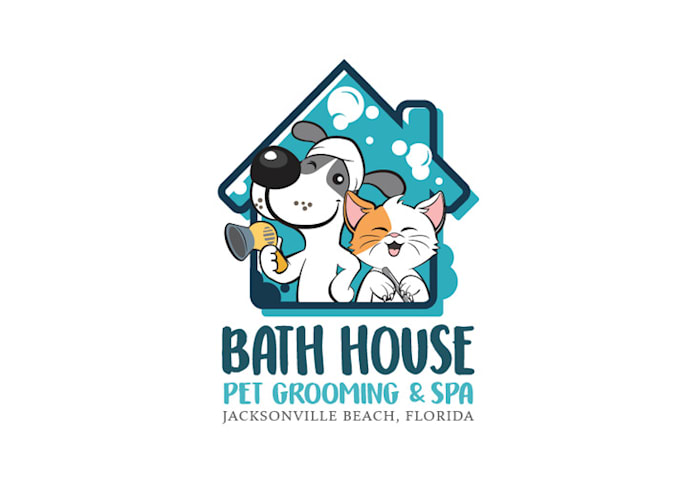 design surprising modern pet grooming logo