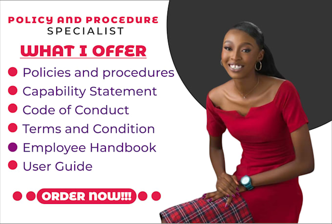 create business policies, procedures manual, compliance documentation, handbook