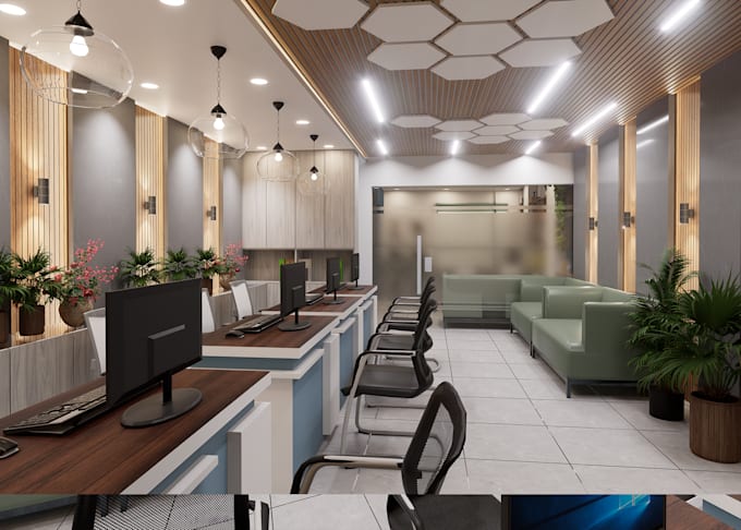 design office and  home interior with 3d rendering