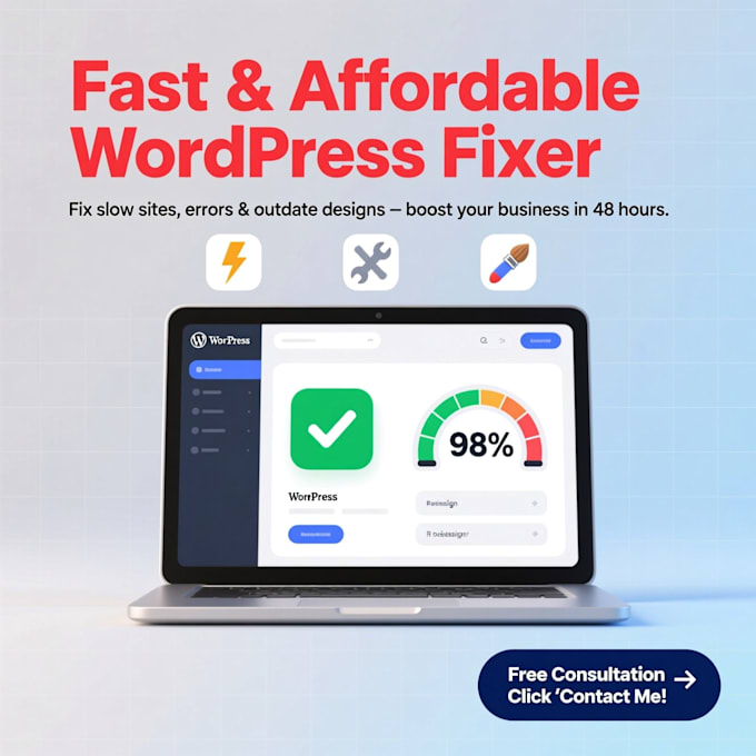 fix your broken wordpress website and make it load faster whit elementor