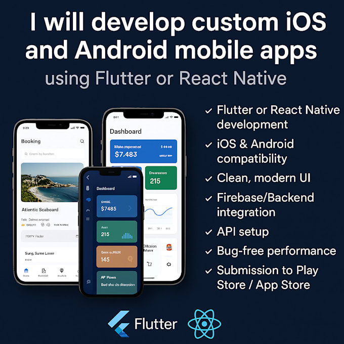 Develop custom ios and android mobile apps using flutter or react ...