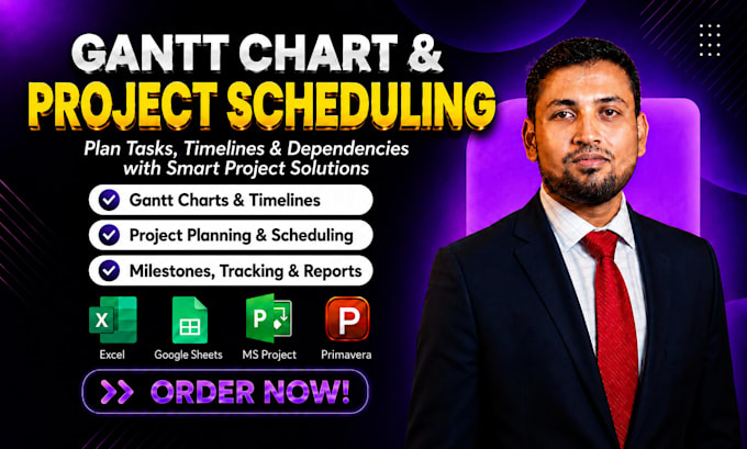 create gantt chart, schedule in ms project and excel