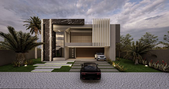 Bespoke 3d exterior high rise building, facade, luxury villa home ...