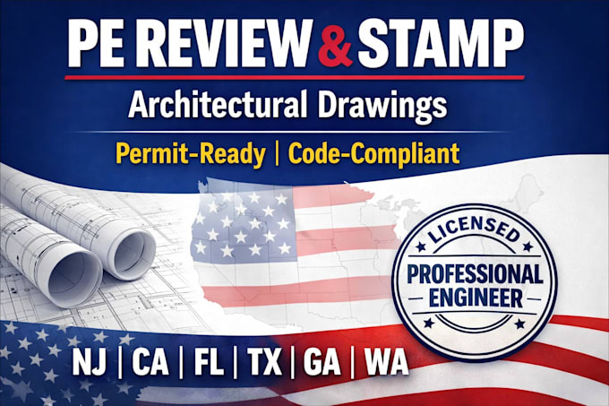 Pe stamp, review and stamp architectural drawings in usa nj, ca, fl, tx ...