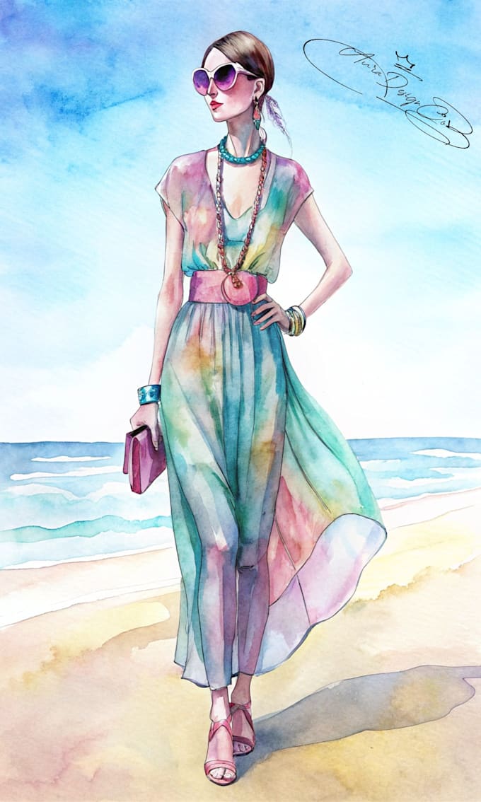 Draw a detailed fashion illustration by Logowizardss | Fiverr