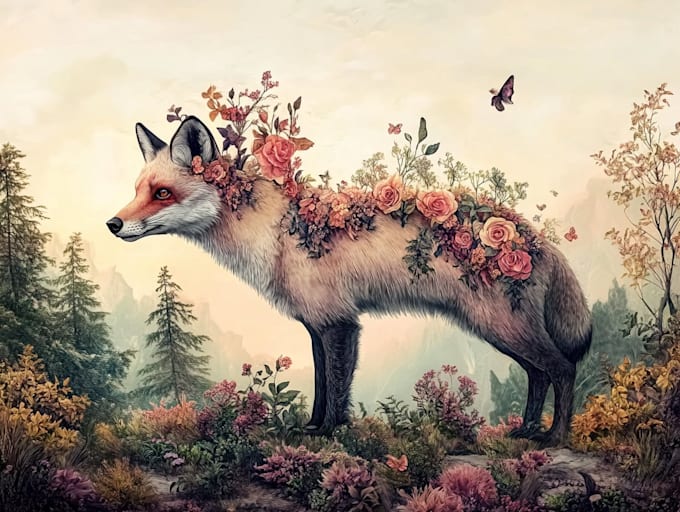 illustrate botanical and animal vector  illustration