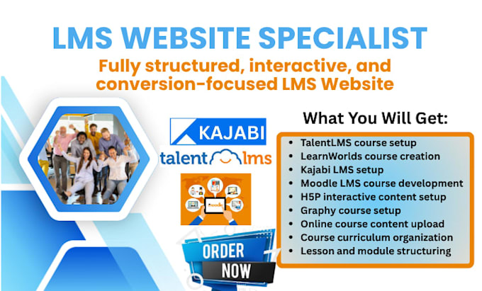 setup and upload elearning course content in talent lms, moodle, kajabi and h5p
