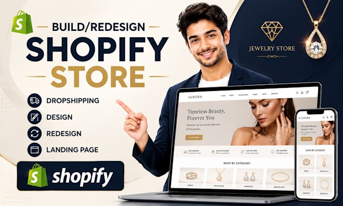 build a luxury shopify jewelry store or website with elegant design