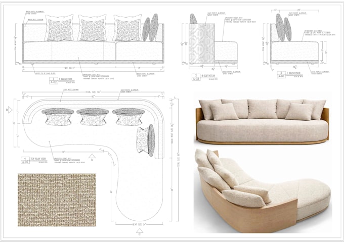 do furniture manufacturing drawing and 3d rendering