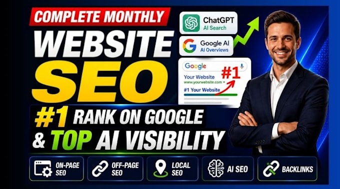 do complete monthly SEO with on page, off page, GEO, aeo for google ai ranking
