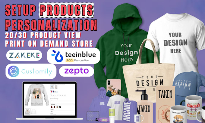 integrate teeinblue zakeke customily 2d 3d shopify pod product personalization