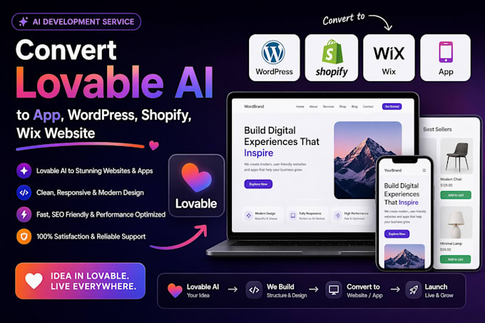 convert lovable to app wordpress shopify website loveable ai lovable wix design