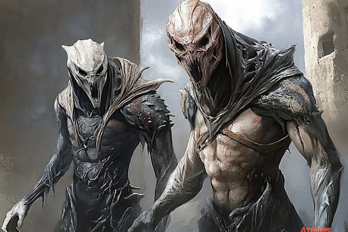scary horror creature and fantasy character concept art