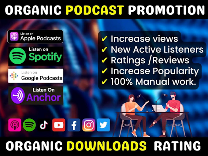 Do organic promotion for your apple and spotify podcast by Sowrov ...