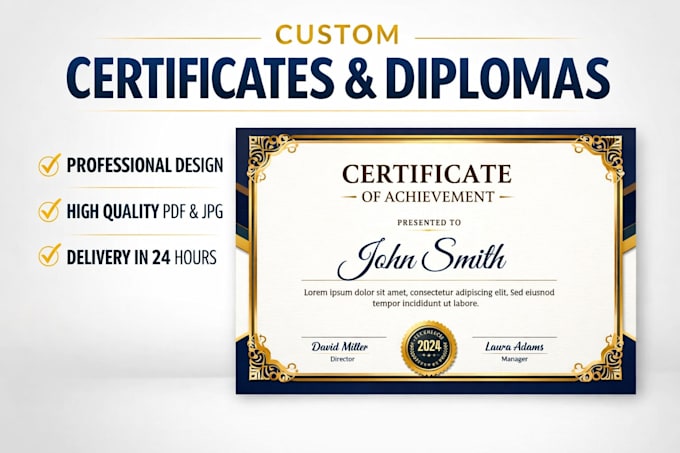 design custom certificates and diplomas in 24 h