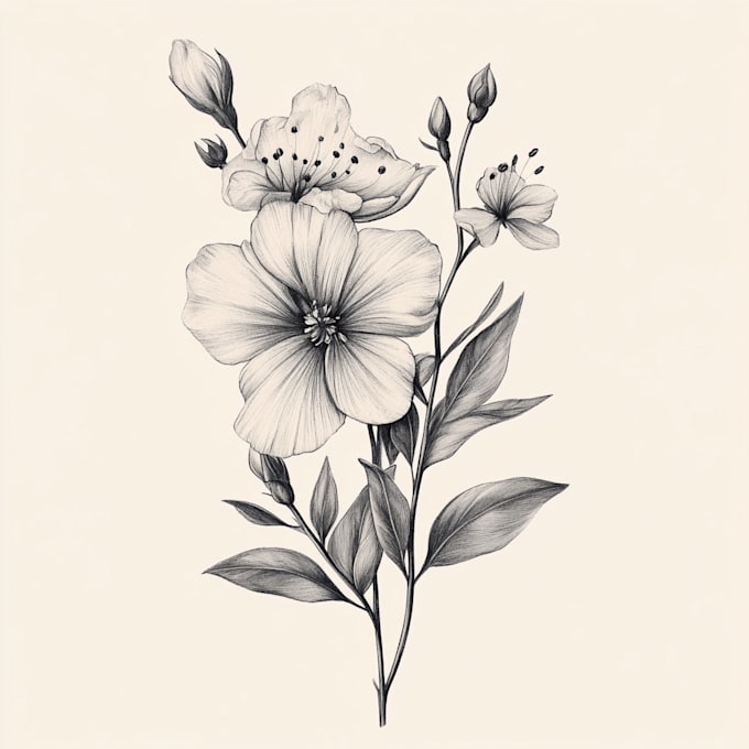 draw botanical and flower one line art