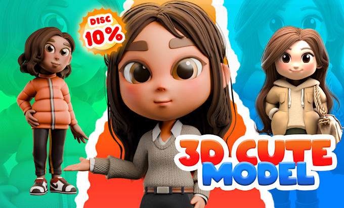 create 3d cute characters, cartoon modeling for mascot or 3d print