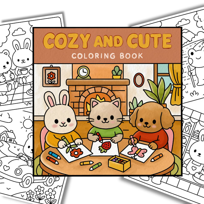 create cozy, bold, and easy coloring book illustrations