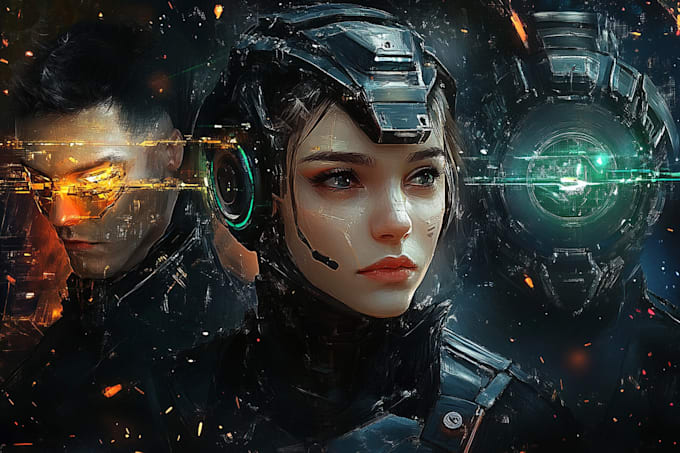 design stunning sci fi, cyberpunk, portrait art