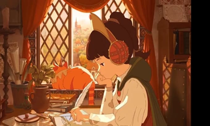 create 2d japanese anime style lofi animation or loop video frame by frame