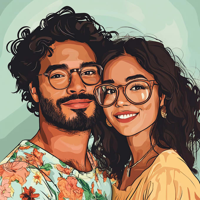 create you anime couple art portrait