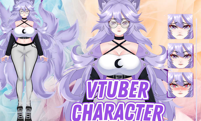 original character design sheet or reference sheet in anime vtuber style