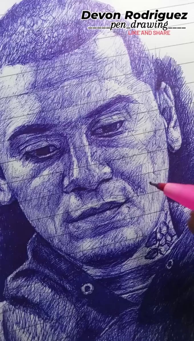 draw custom portrait sketches with ball pen