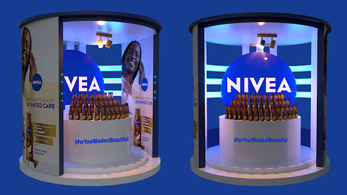 design 3d trade show booth, kiosk, 50 percent off rush now