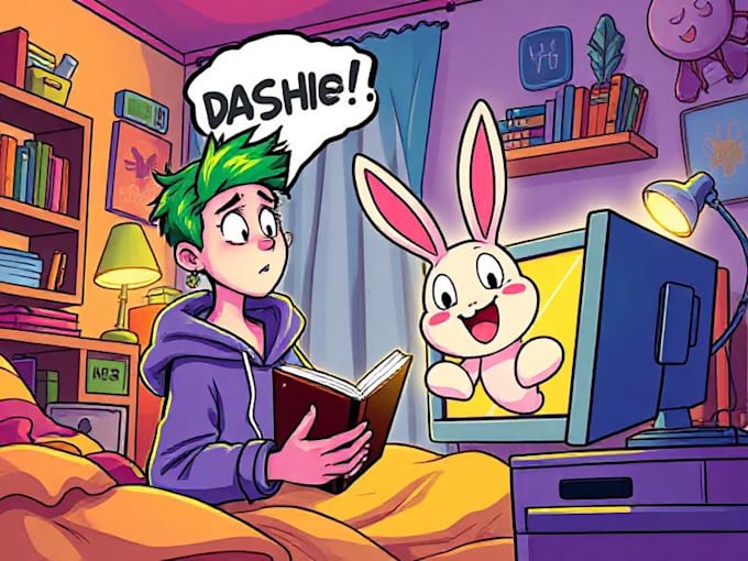 draw a digital cartoon illustration