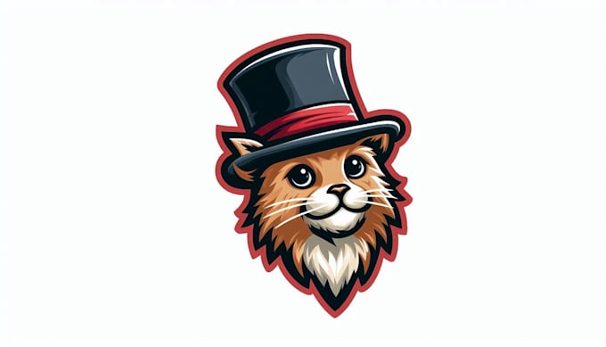 do cat hat mascot logo design with business