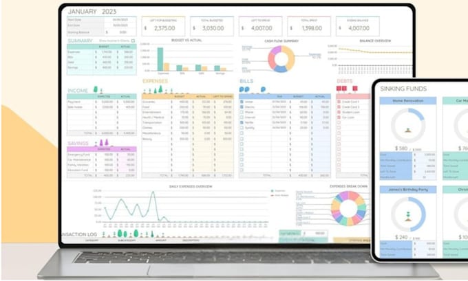 design custom full automation excel csv google etsy budget spreadsheet planner