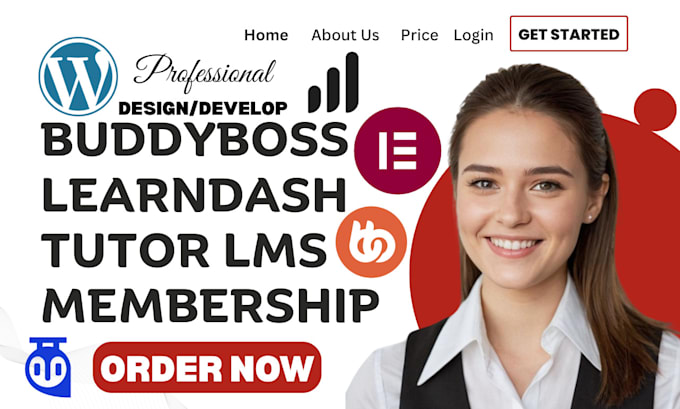 design membership wordpress lms website learndash,buddyboss,tutor lms,buddypress