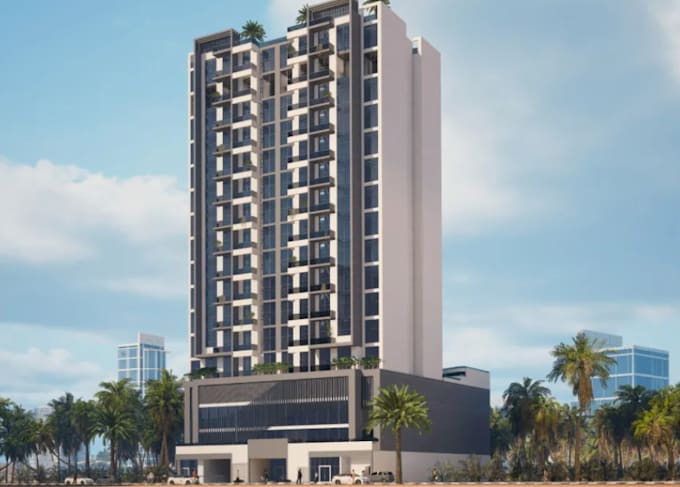 remodel skyscraper exterior, high rise building, hotel resort,cgi celling render