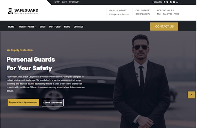 create private security website, bodyguard website, security guard website