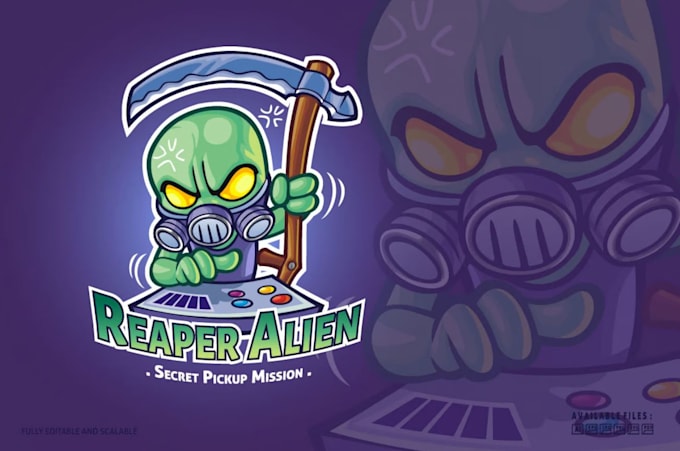 make esport cartoon reaper alien mascot logo
