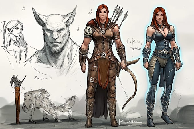 2d game art, 2d dnd art book, fantasy art character
