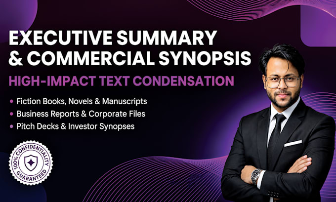 write an executive summary or commercial synopsis for your book or document