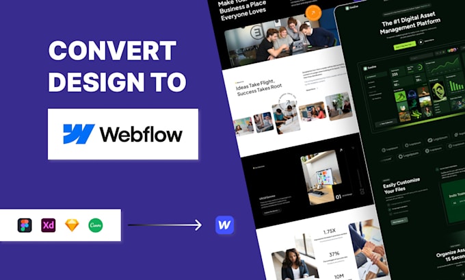 design and develop a modern animated webflow website from figma or sketch or xd