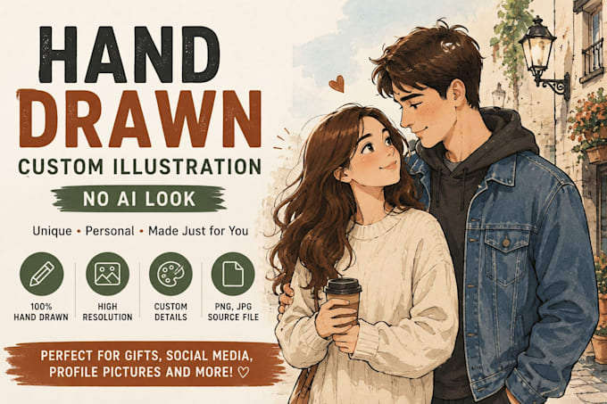 draw a custom couple illustration